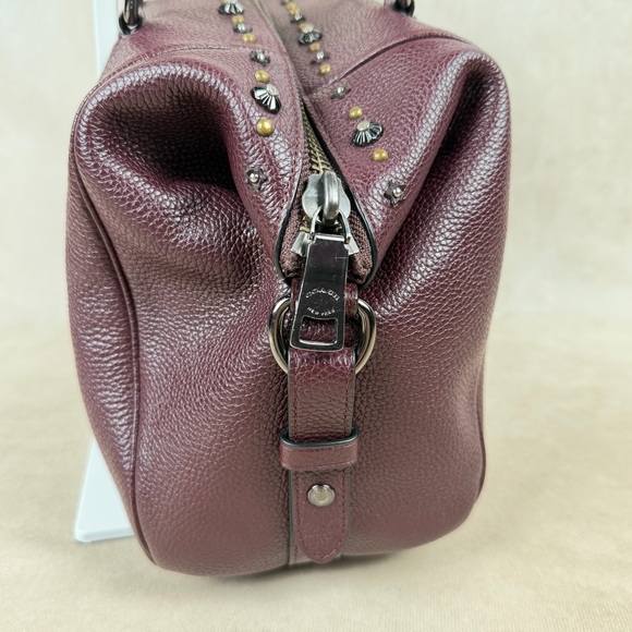 Coach Primrose Willow Floral Appliqué Leather Satchel Oxblood Gunmetal Hardware - Picture 12 of 17